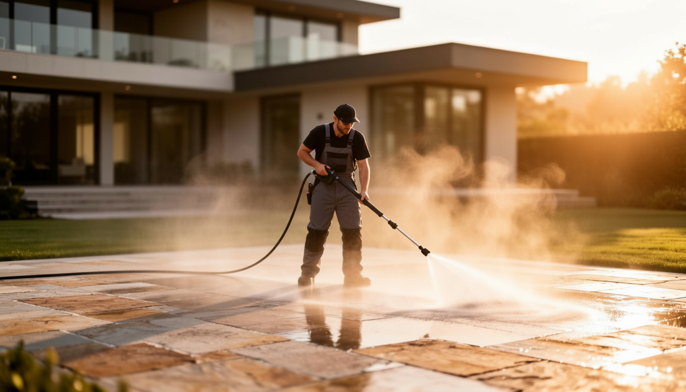 Professional pressure washing and exterior cleaning services in Falkirk, Central Scotland