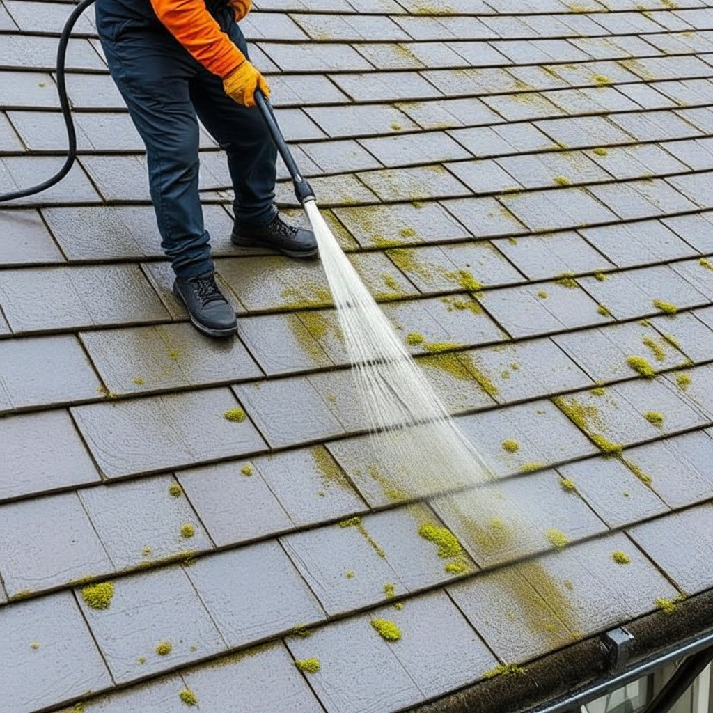 Safe roof cleaning and moss removal service in Glasgow and Edinburgh